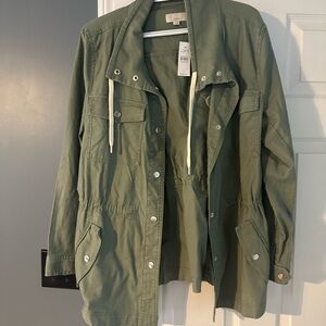 LOFT Green Utility Jacket Lightweight Cotton
